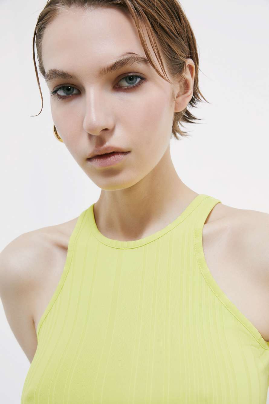 Stretch jersey tank top, Yellow, Patrizia Pepe