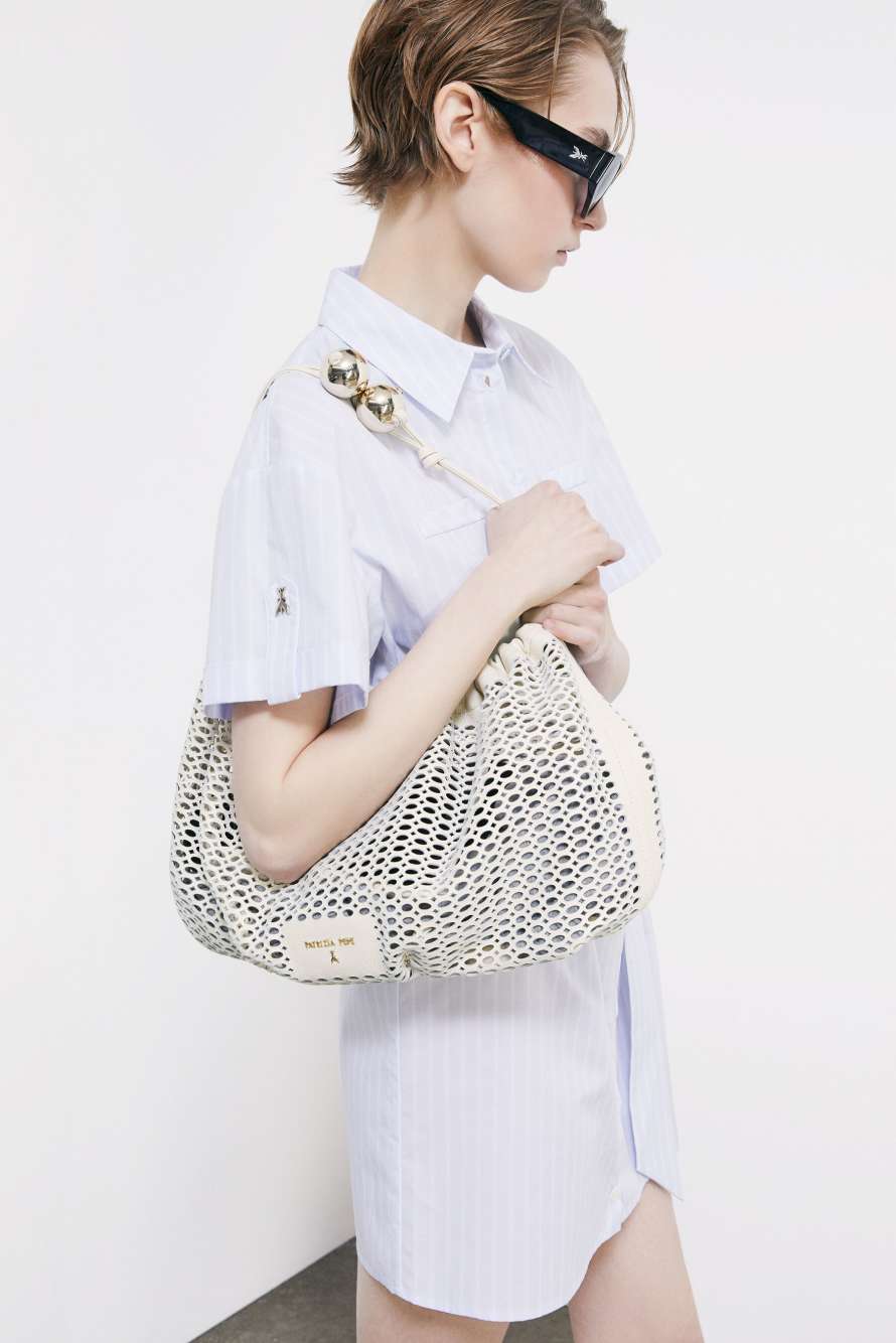 Средний Bubble Clutch из перфорированной кожи, Белый, Patrizia Pepe