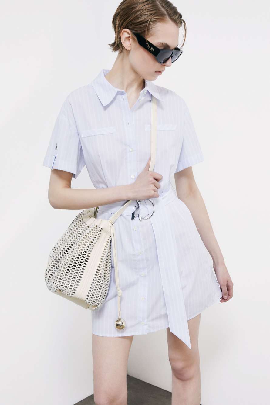 Средний Bubble Clutch из перфорированной кожи, Белый, Patrizia Pepe