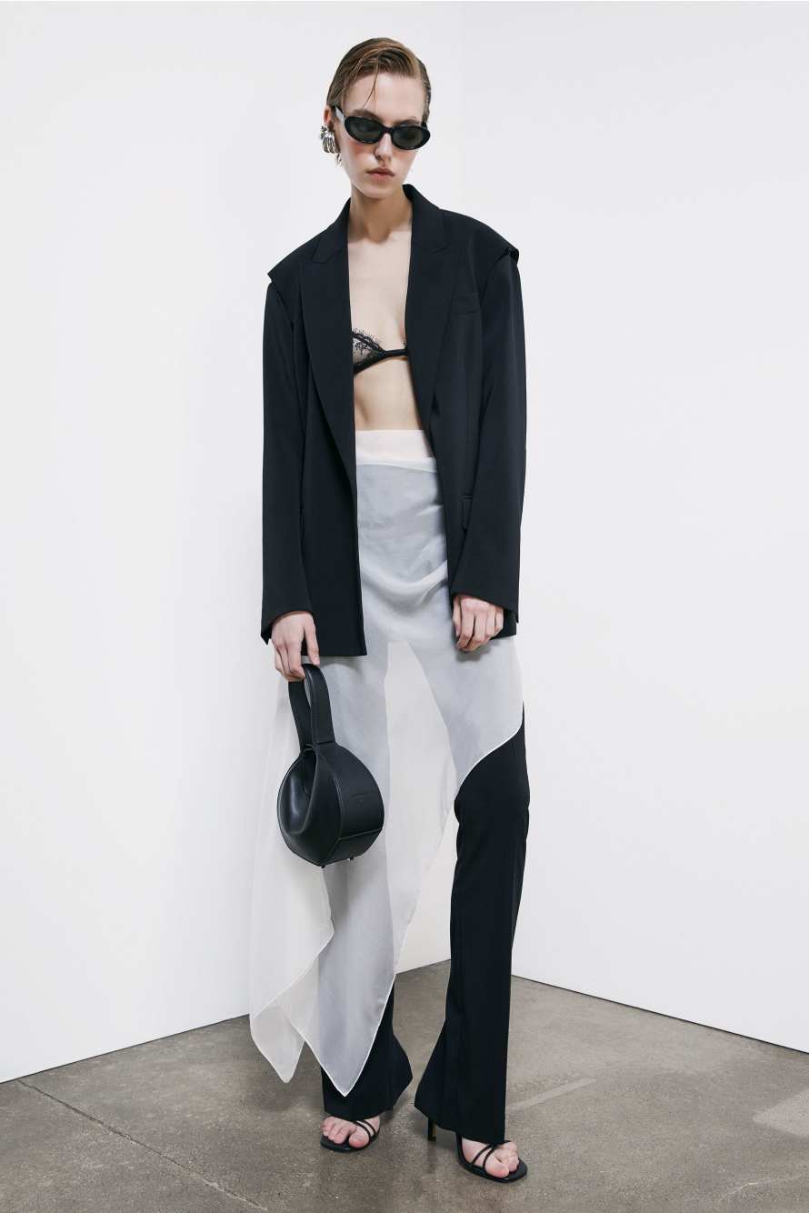 Jupe asym&eacute;trique en pure soie, Blanc, Patrizia Pepe