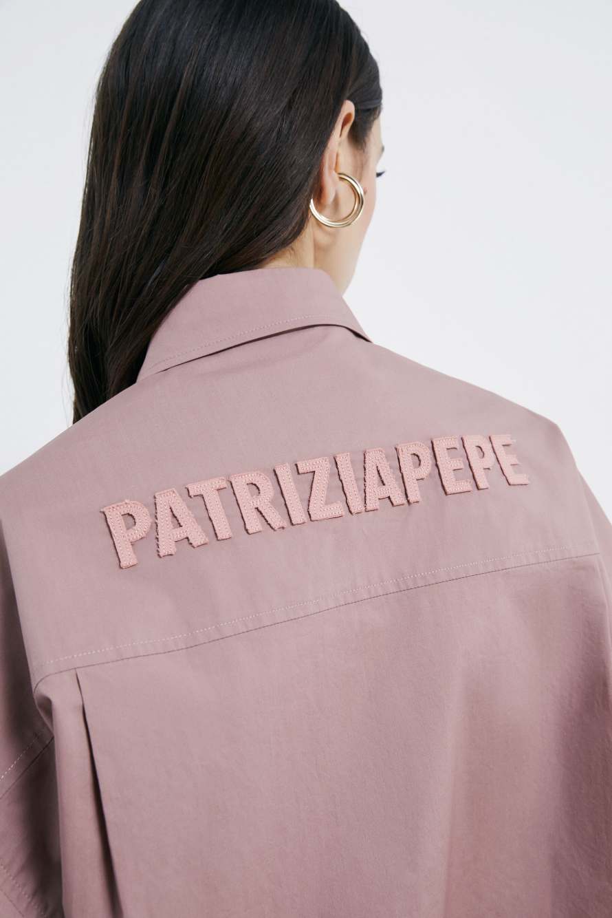 Oversized cotton poplin shirt, Pink, Patrizia Pepe