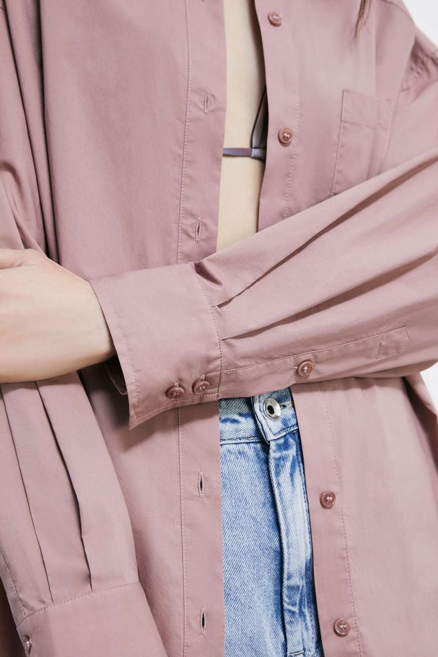 Oversized cotton poplin shirt, Pink, Patrizia Pepe