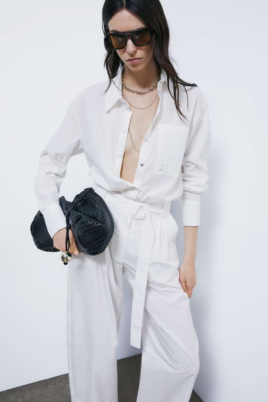 Technical cotton shirt, White, Patrizia Pepe