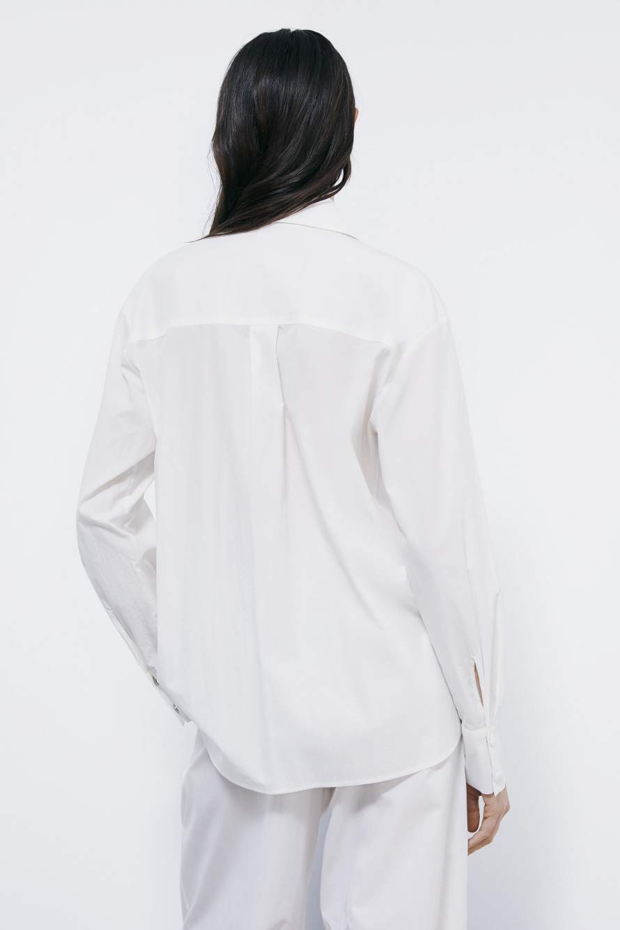 Technical cotton shirt, White, Patrizia Pepe