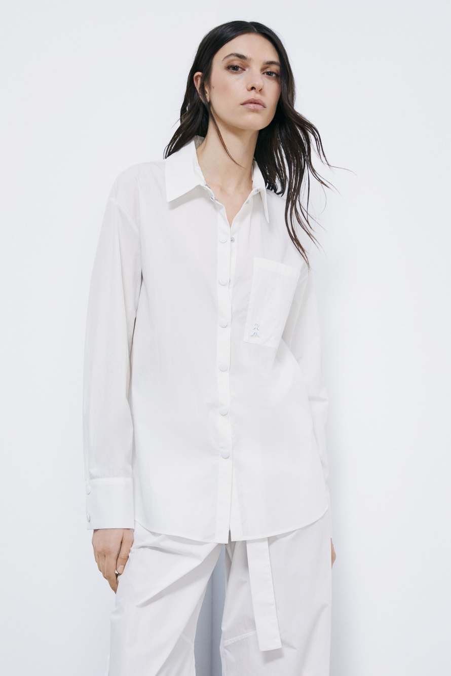 Technical cotton shirt, White, Patrizia Pepe