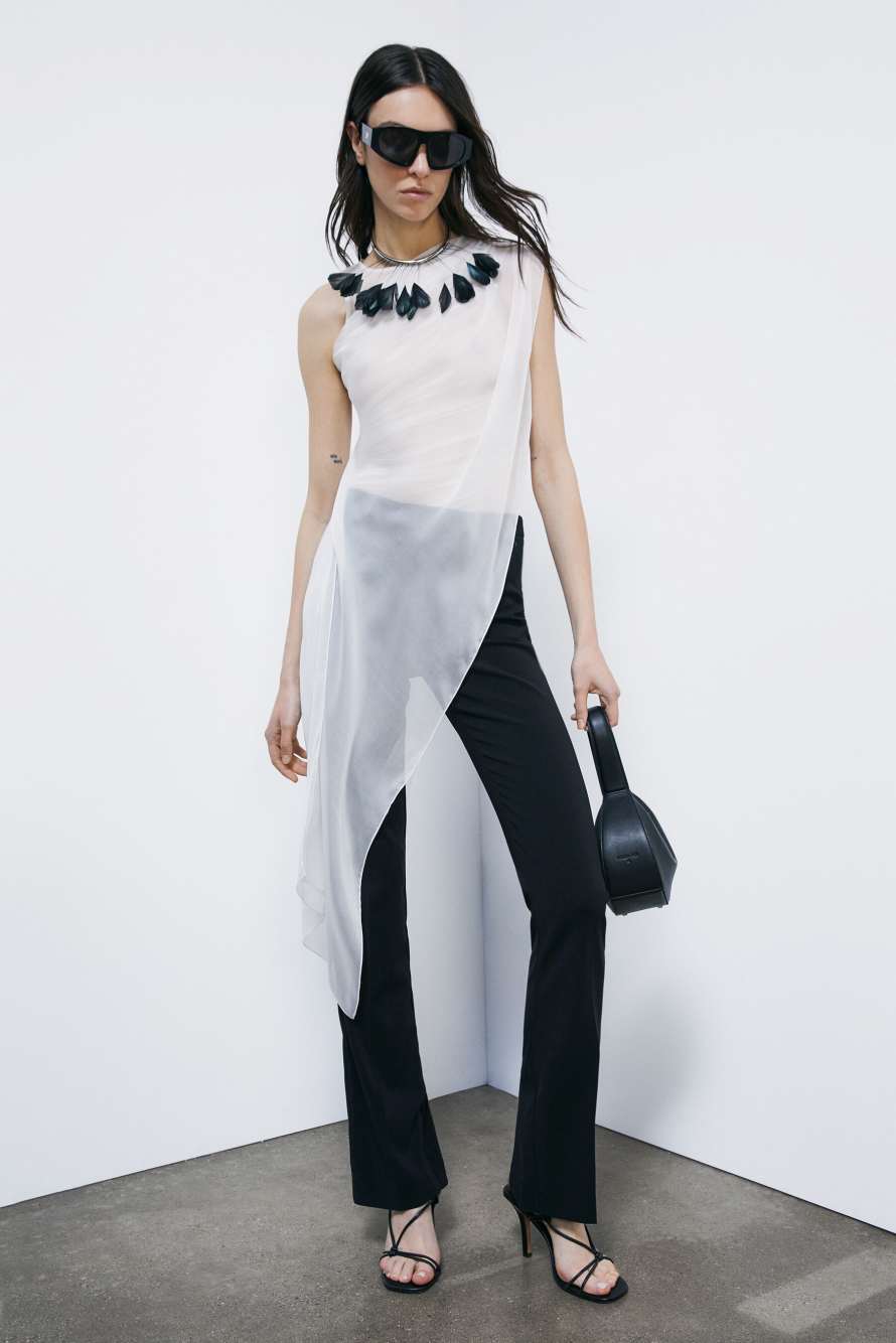 Seidentop mit Drapierungen, Wei&szlig;, Patrizia Pepe