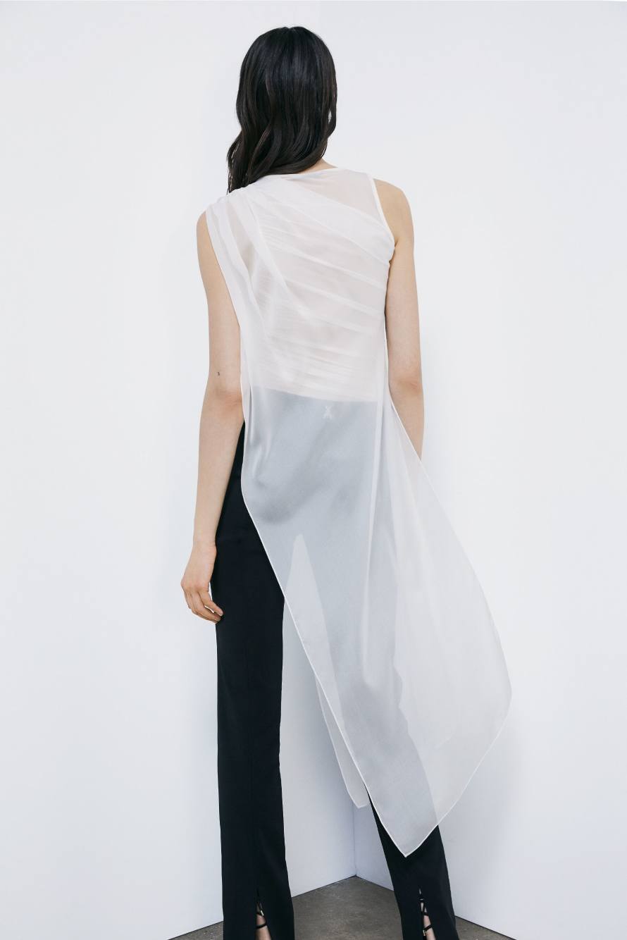 Seidentop mit Drapierungen, Wei&szlig;, Patrizia Pepe