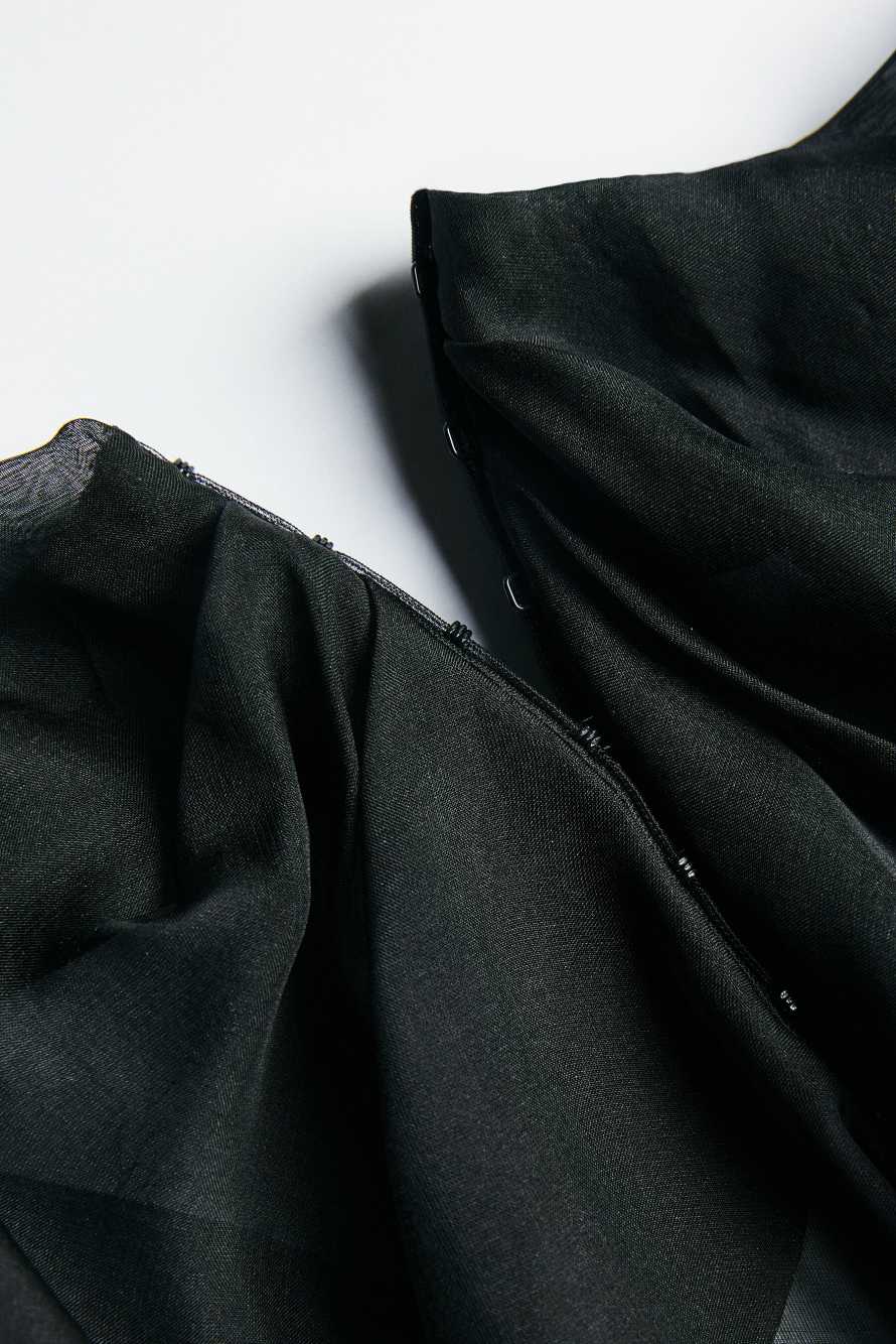 Asymmetric skirt in pure silk, Black, Patrizia Pepe