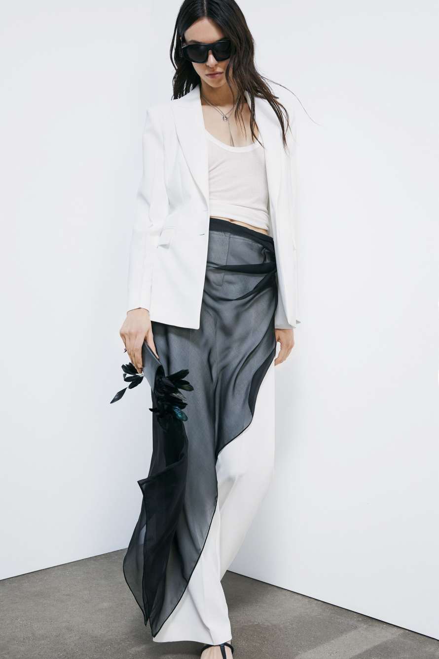 Asymmetric skirt in pure silk, Black, Patrizia Pepe