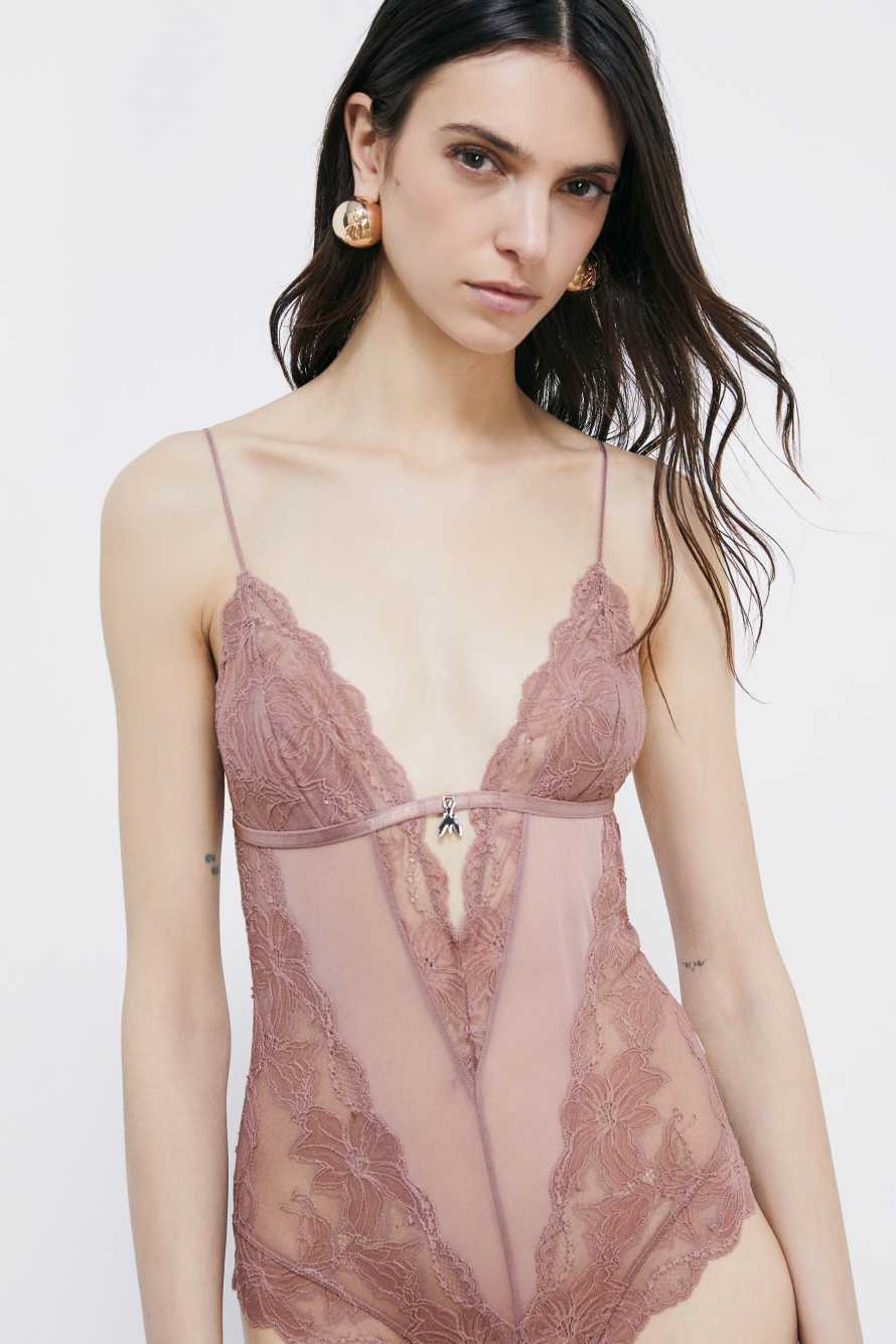 Lace bodysuit, Pink, Patrizia Pepe