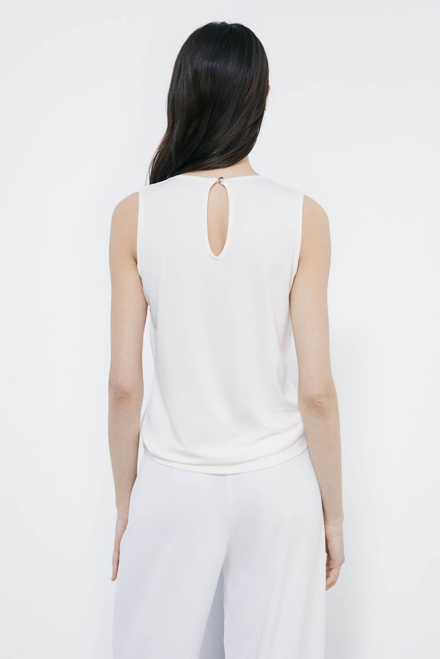 Fluid blouse with knot detail, White, Patrizia Pepe