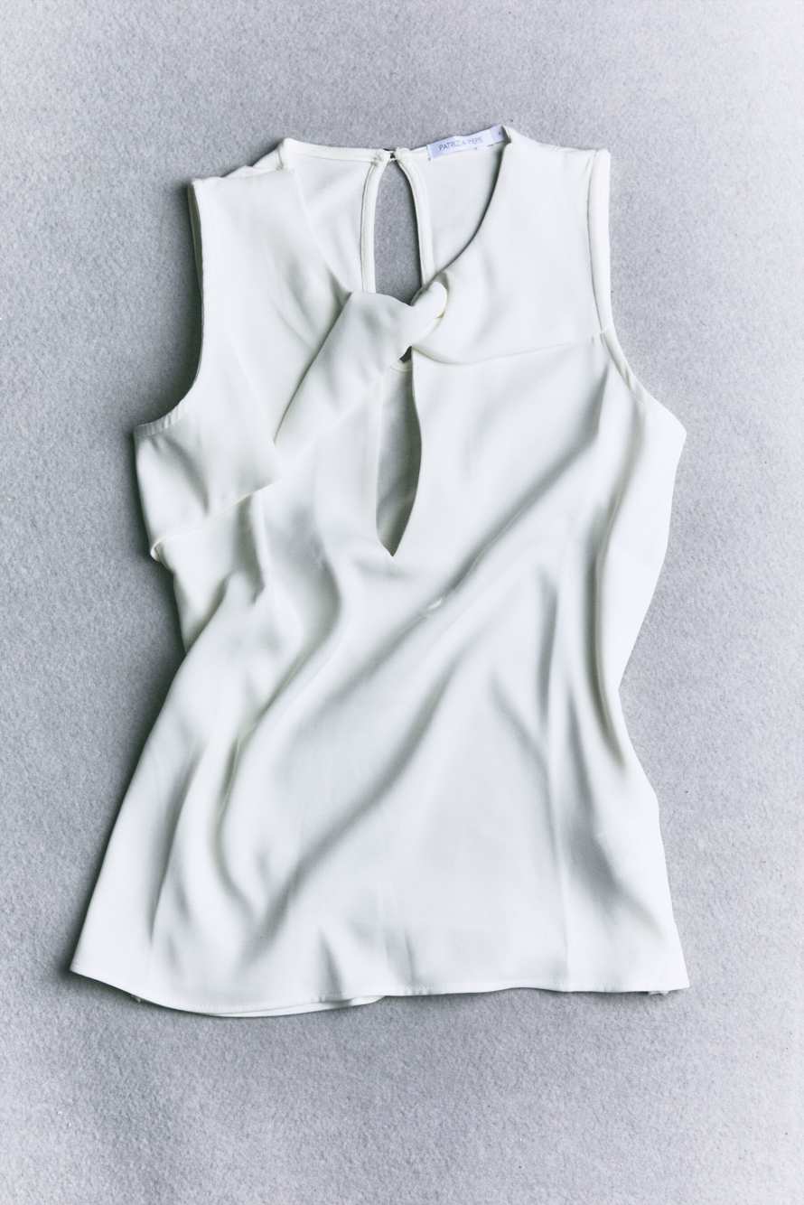 Fluid blouse with knot detail, White, Patrizia Pepe