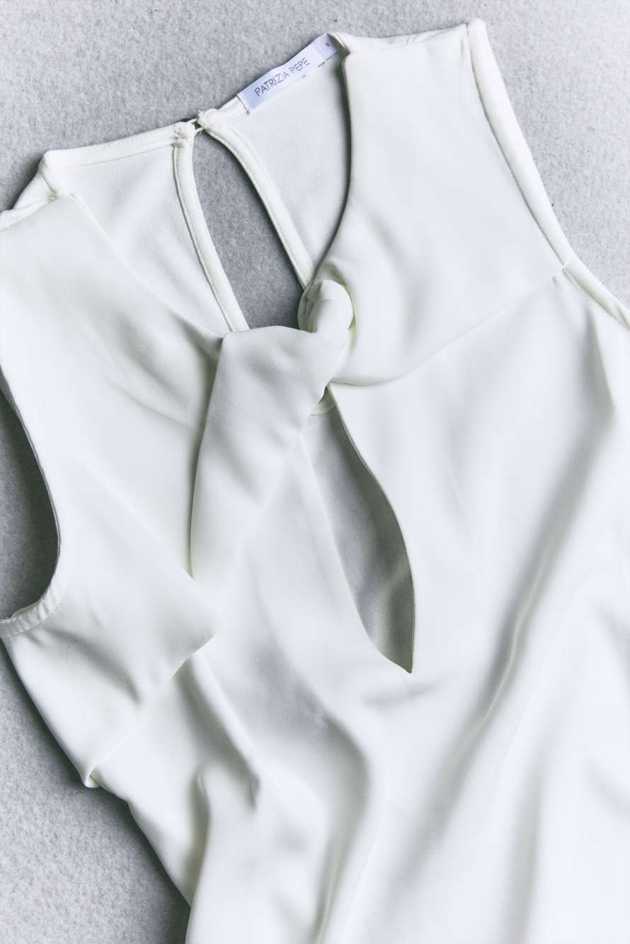 Fluid blouse with knot detail, White, Patrizia Pepe