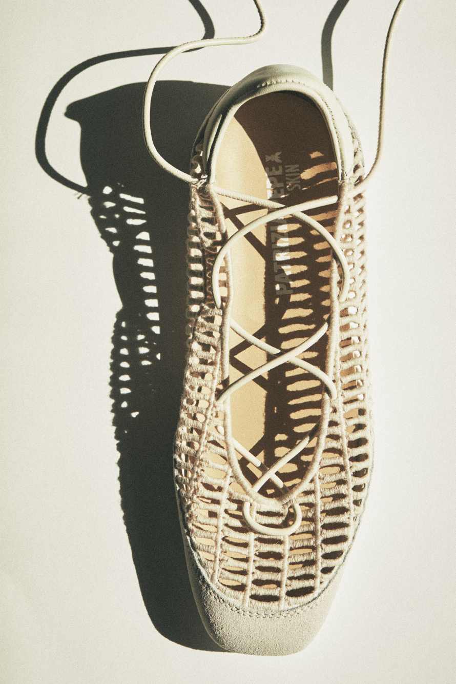 Dancing SKIN ballerinas with braided effect, White, Patrizia Pepe