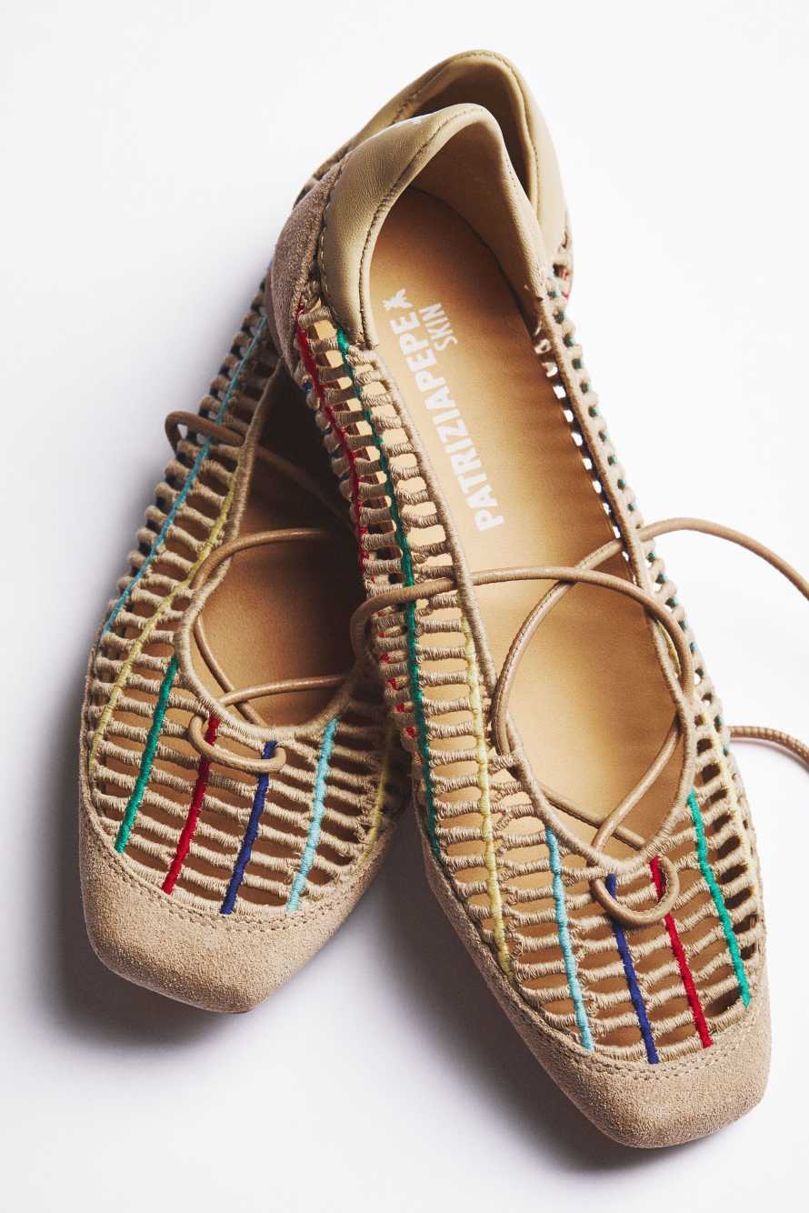 Dancing SKIN ballerinas in raffia, Multicolor, Patrizia Pepe
