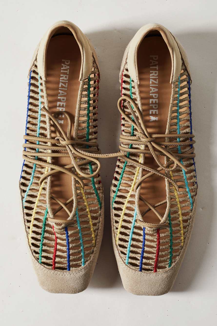 Dancing SKIN ballerinas in raffia, Multicolor, Patrizia Pepe