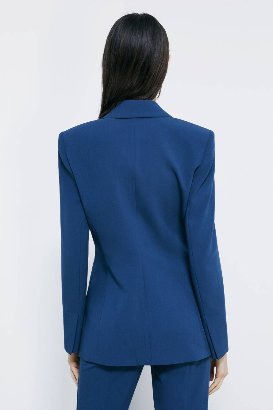 Slim Tailored Blazer, Blue, Patrizia Pepe