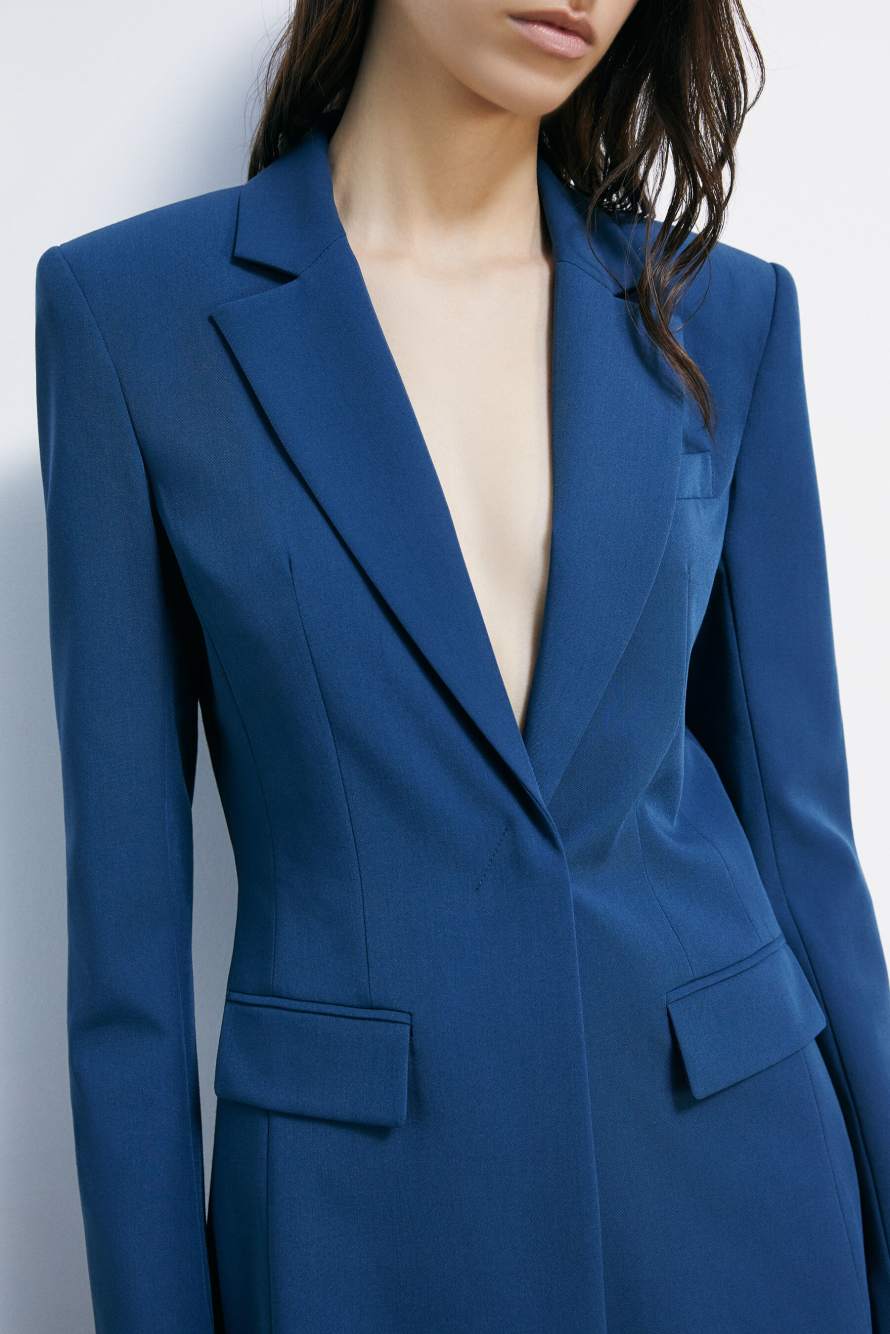 Slim Tailored Blazer, Blue, Patrizia Pepe