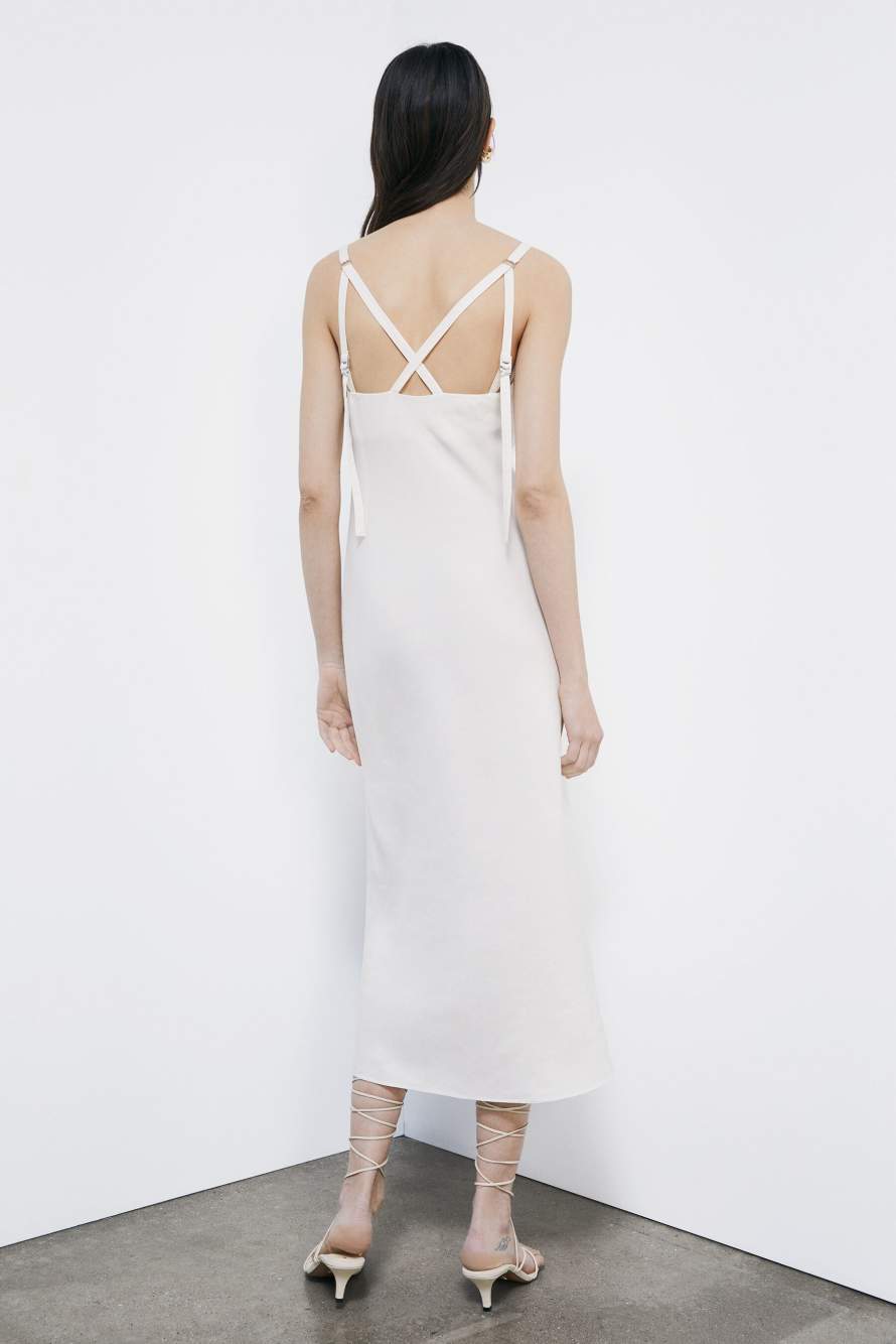 Fluid midi dress, White, Patrizia Pepe
