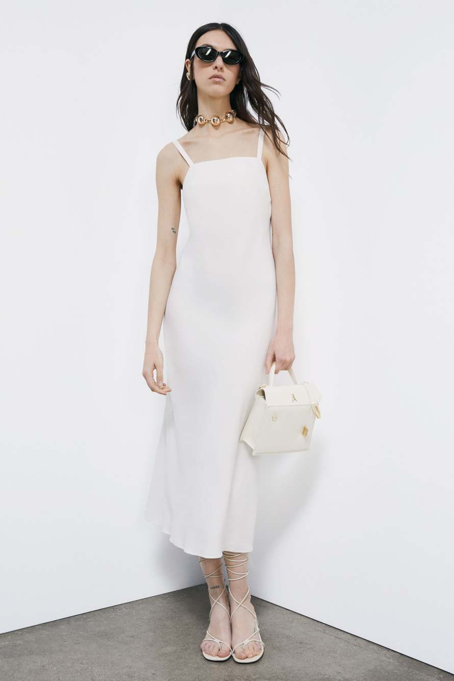 Fluid midi dress, White, Patrizia Pepe