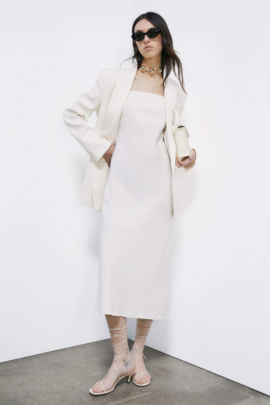 Fluid midi dress, White, Patrizia Pepe