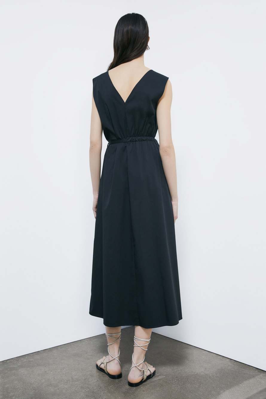 Midi stretch cotton poplin dress, Black, Patrizia Pepe