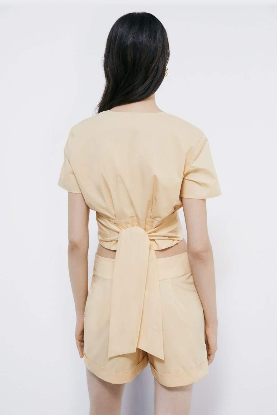 Cropped Top mit Zip, Beige, Patrizia Pepe