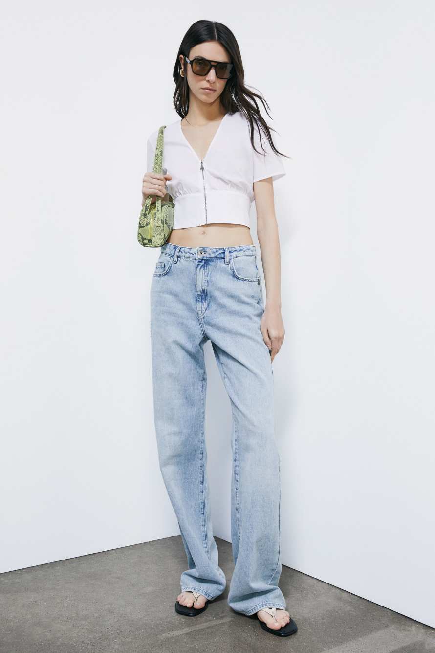 Cropped Top mit Zip, Wei&szlig;, Patrizia Pepe