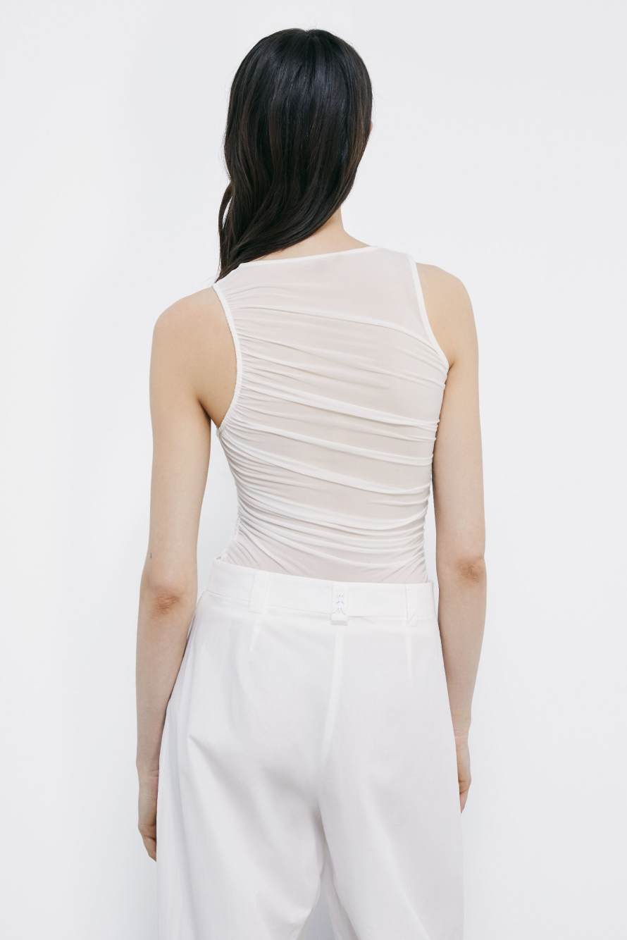 Long draped top, White, Patrizia Pepe