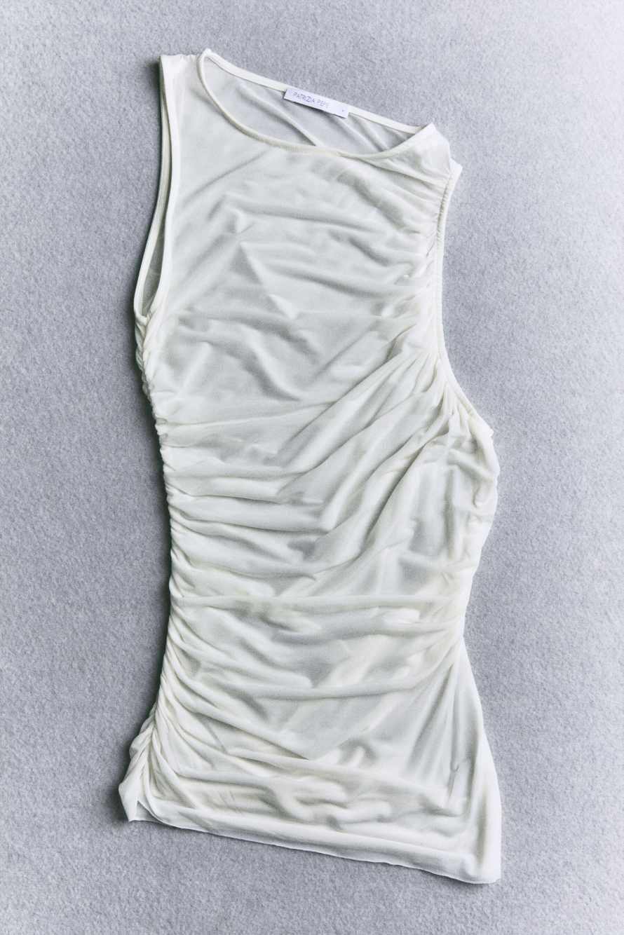 Long draped top, White, Patrizia Pepe