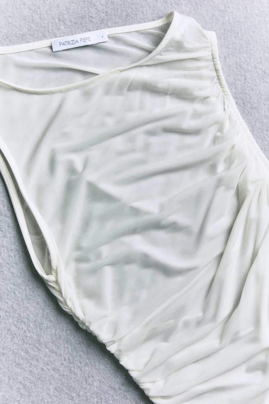 Long draped top, White, Patrizia Pepe