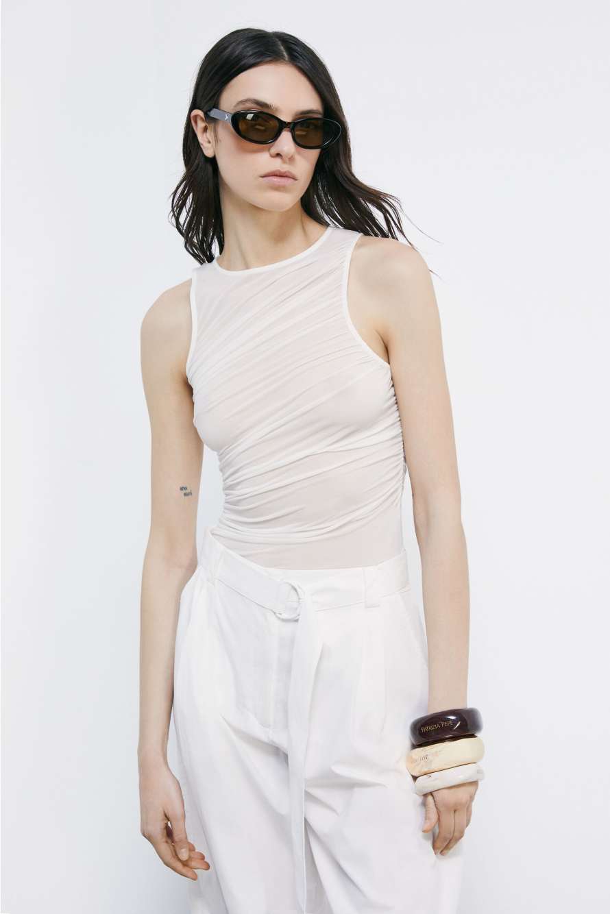 Long draped top, White, Patrizia Pepe
