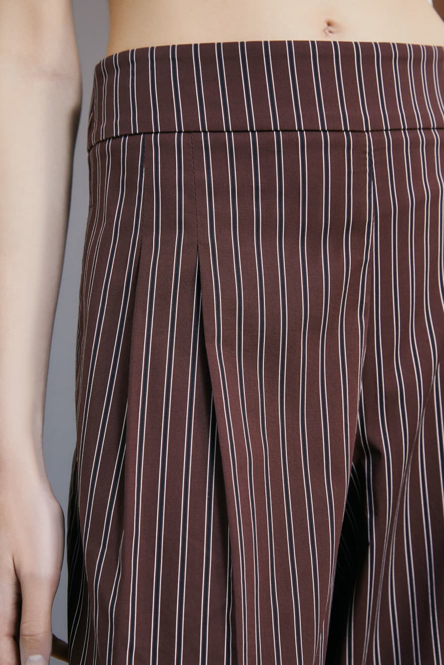 Palazzo trousers in stretch poplin, Stripes, Patrizia Pepe