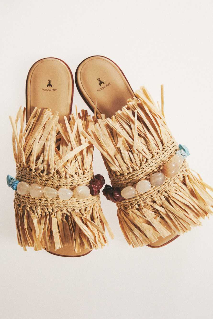 Flat raffia sandals, Multicolor, Patrizia Pepe