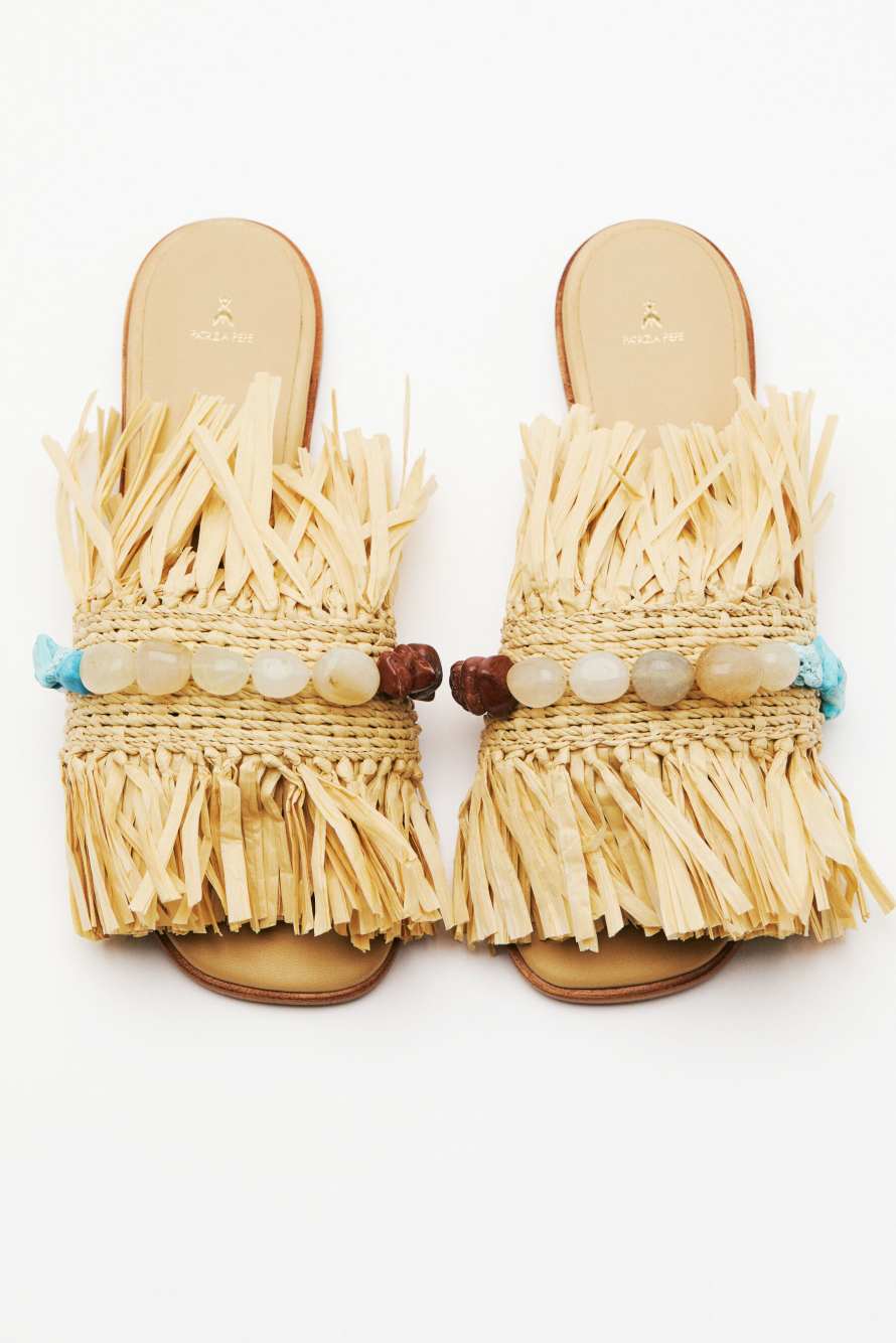 Flat raffia sandals, Multicolor, Patrizia Pepe