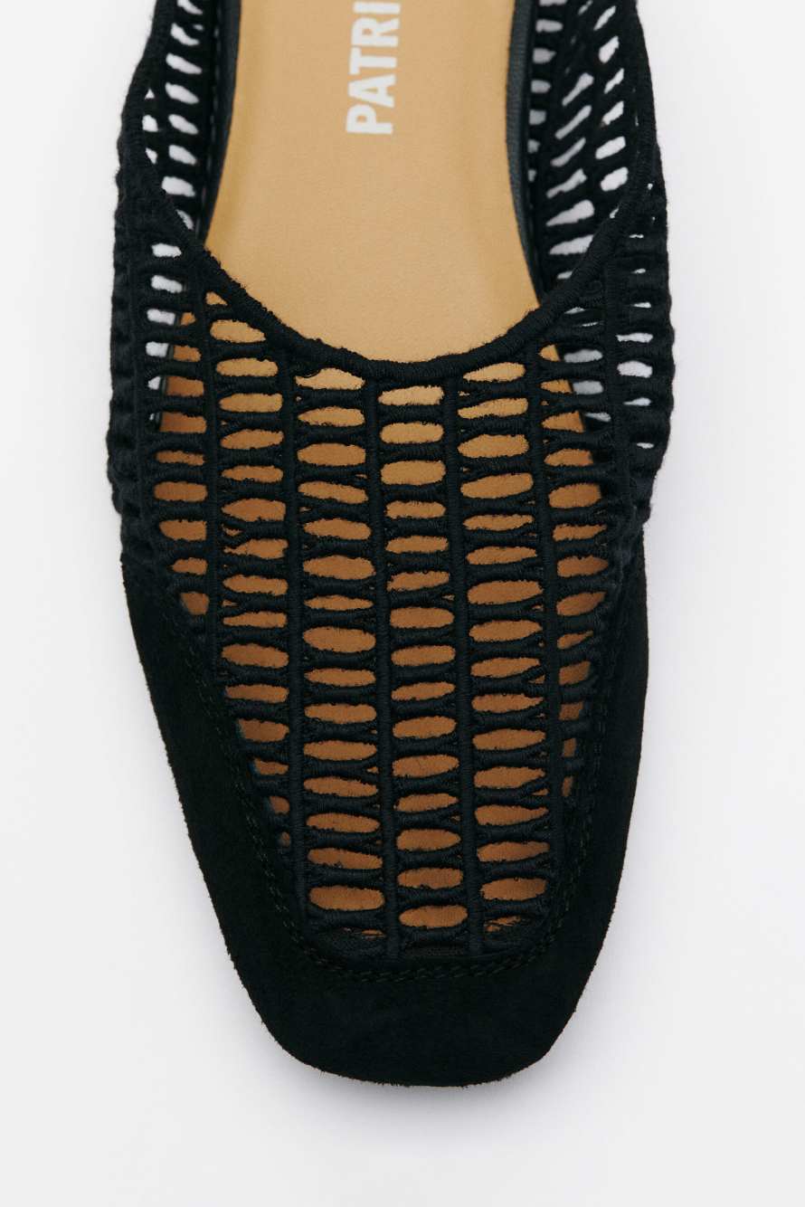 Slippers en raphia, Noir, Patrizia Pepe