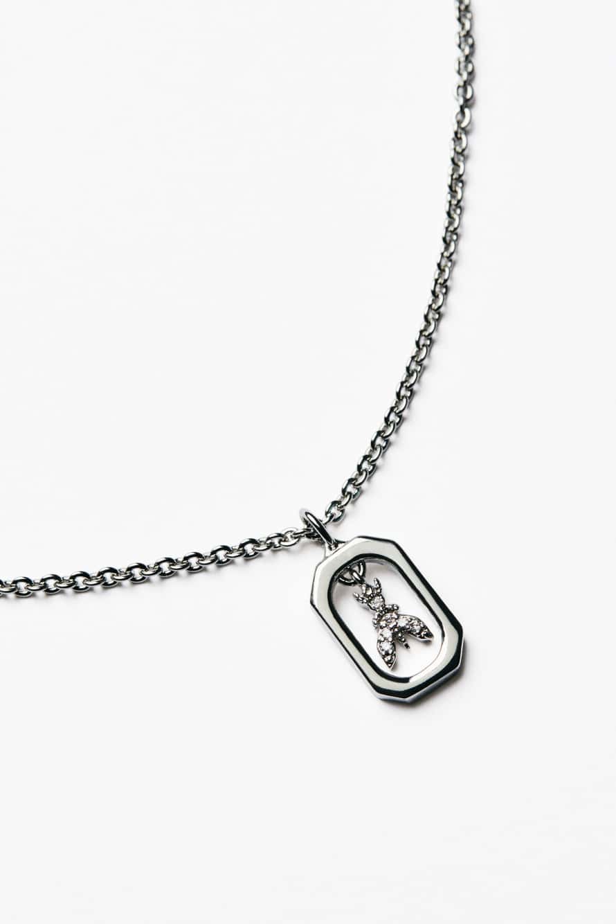 Micro Fly Rhinestone Necklace, Silver, Patrizia Pepe