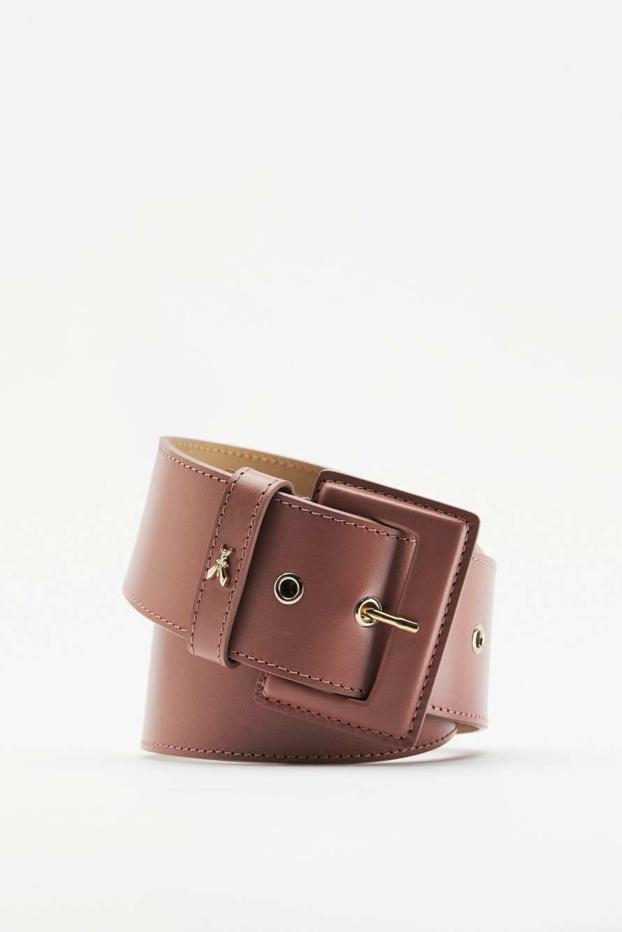 High Waist Leather Belt, Pink, Patrizia Pepe