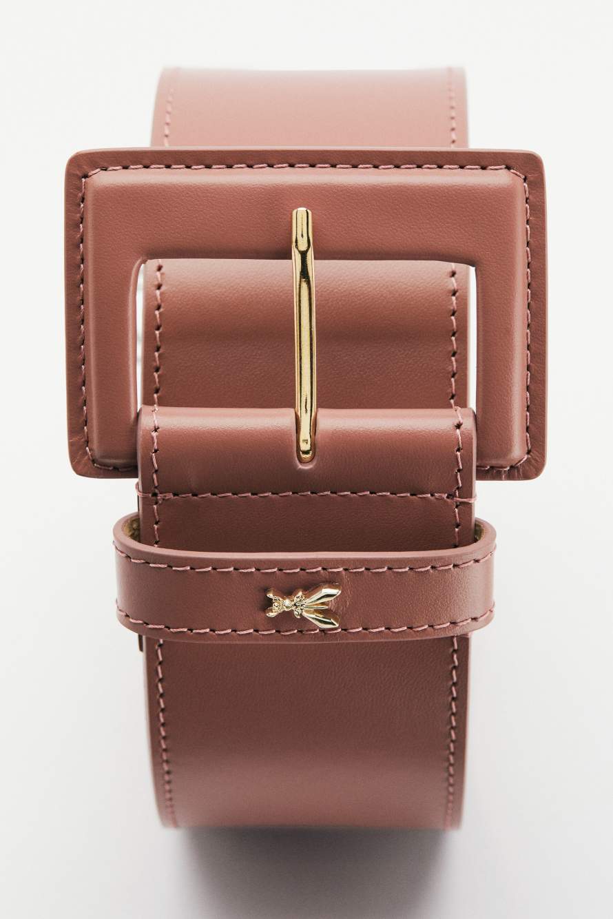 High Waist Leather Belt, Pink, Patrizia Pepe