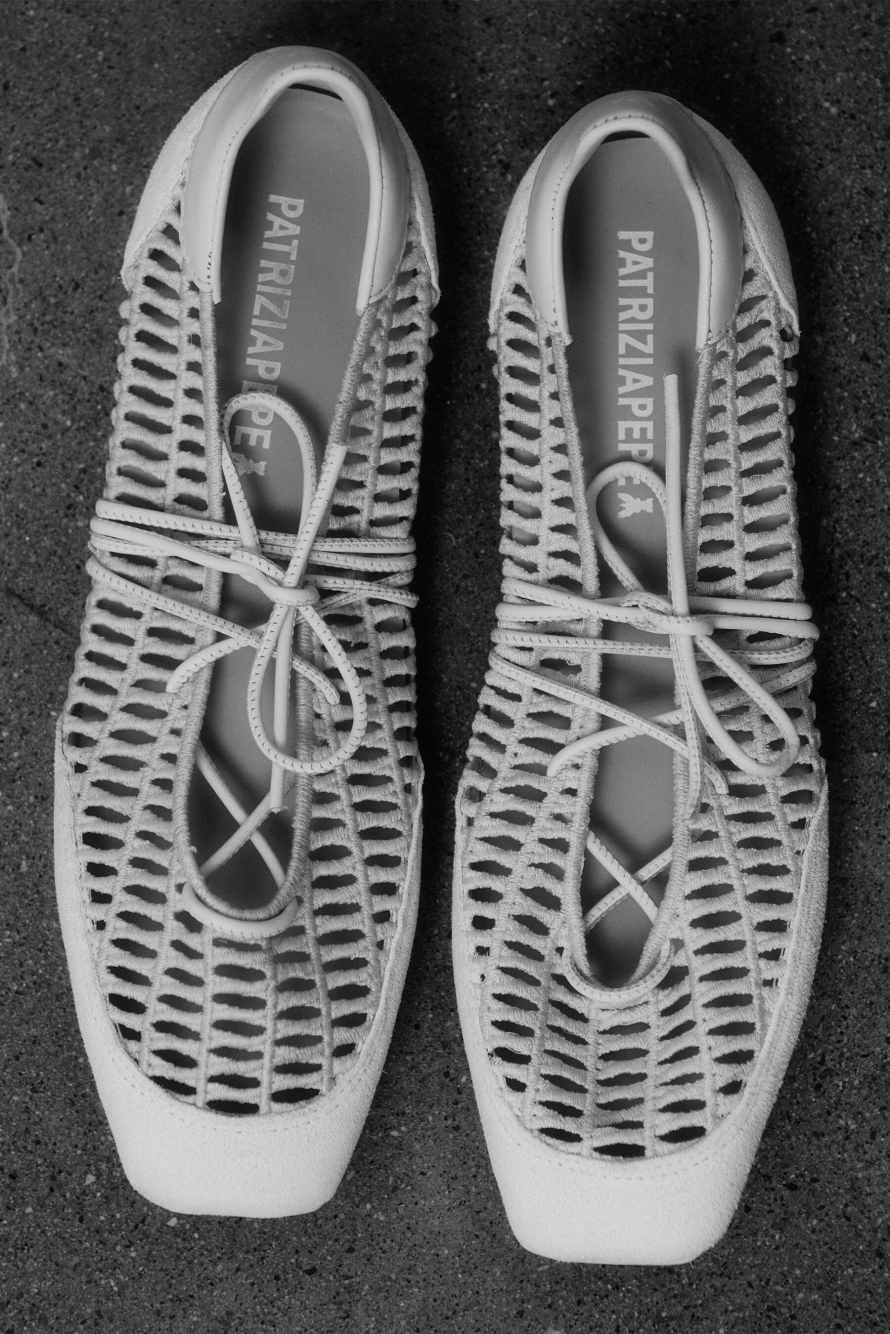 Dancing SKIN ballerinas with braided effect, White, Patrizia Pepe