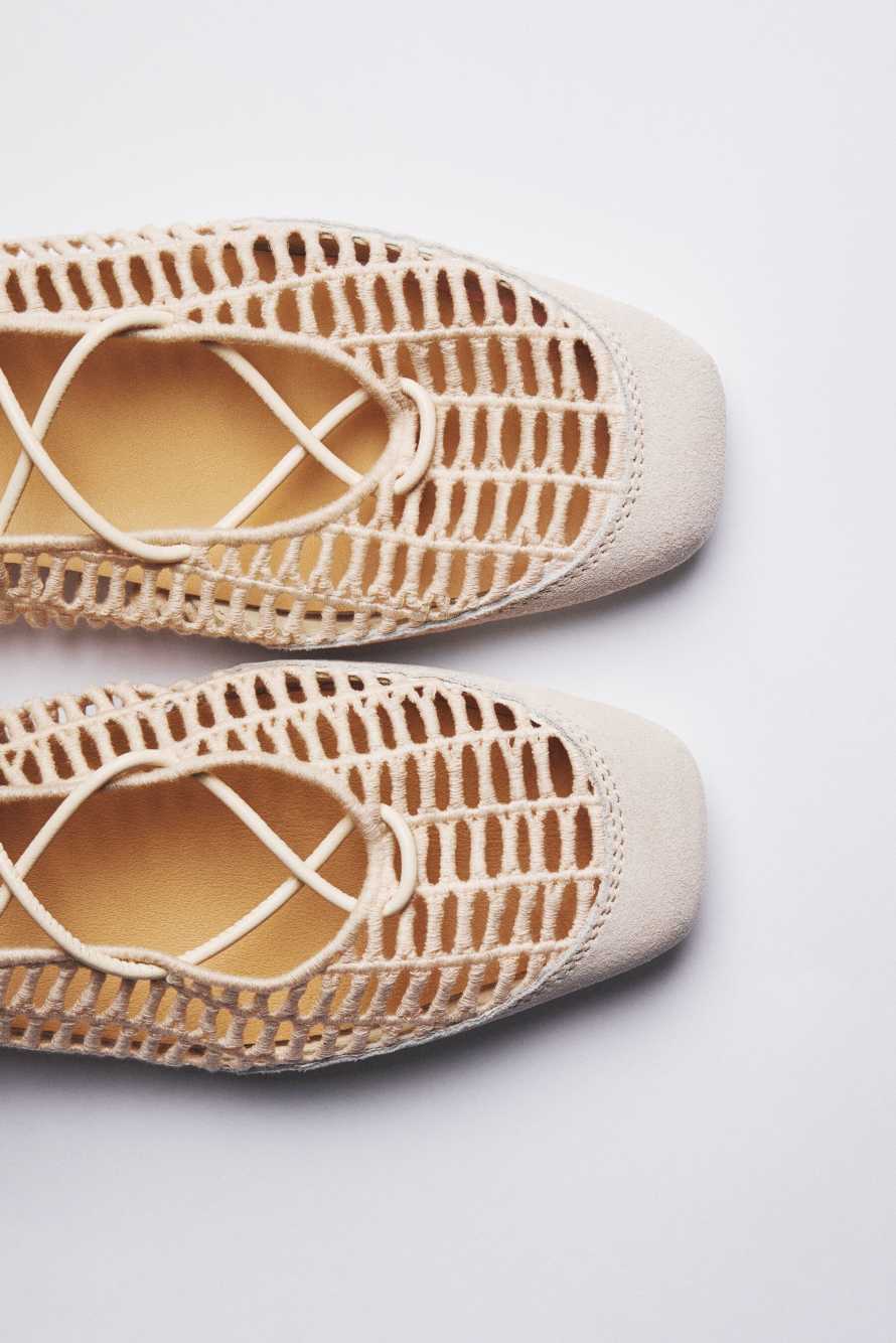 Dancing SKIN ballerinas with braided effect, White, Patrizia Pepe