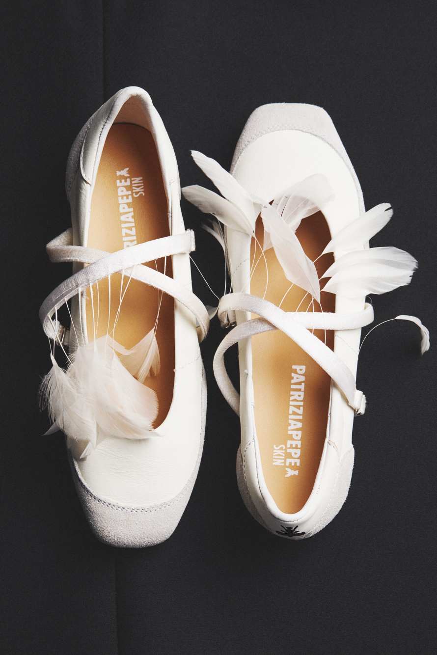 Dancing-SKIN-Ballerinas mit Federdetail, Wei&szlig;, Patrizia Pepe