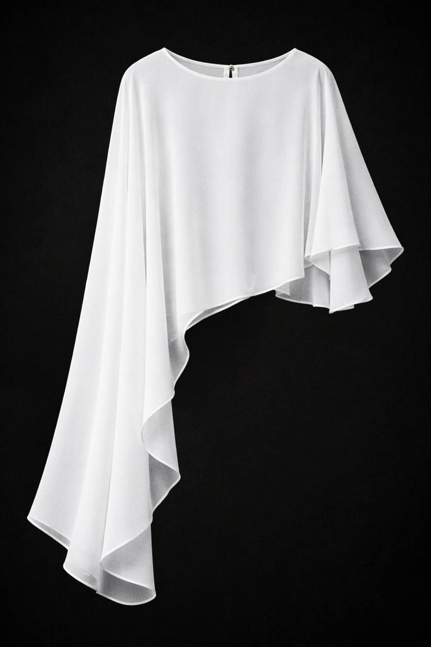 Asymmetric draped shoulder cover, White, Patrizia Pepe