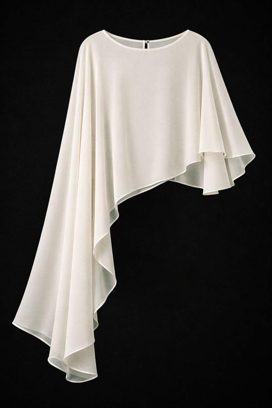 Asymmetric draped shoulder cover, White, Patrizia Pepe