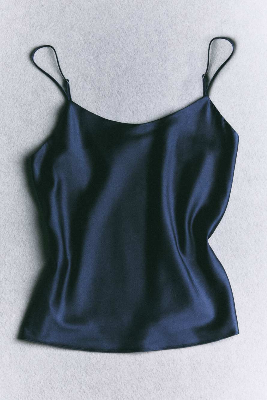 Lingerie top in viscose satin, Blue, Patrizia Pepe