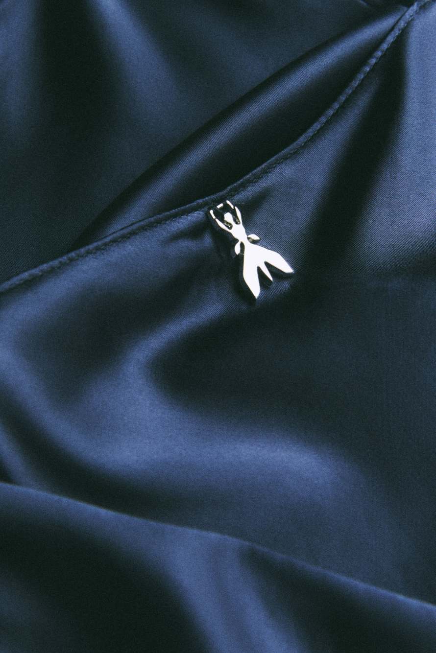 Lingerie top in viscose satin, Blue, Patrizia Pepe