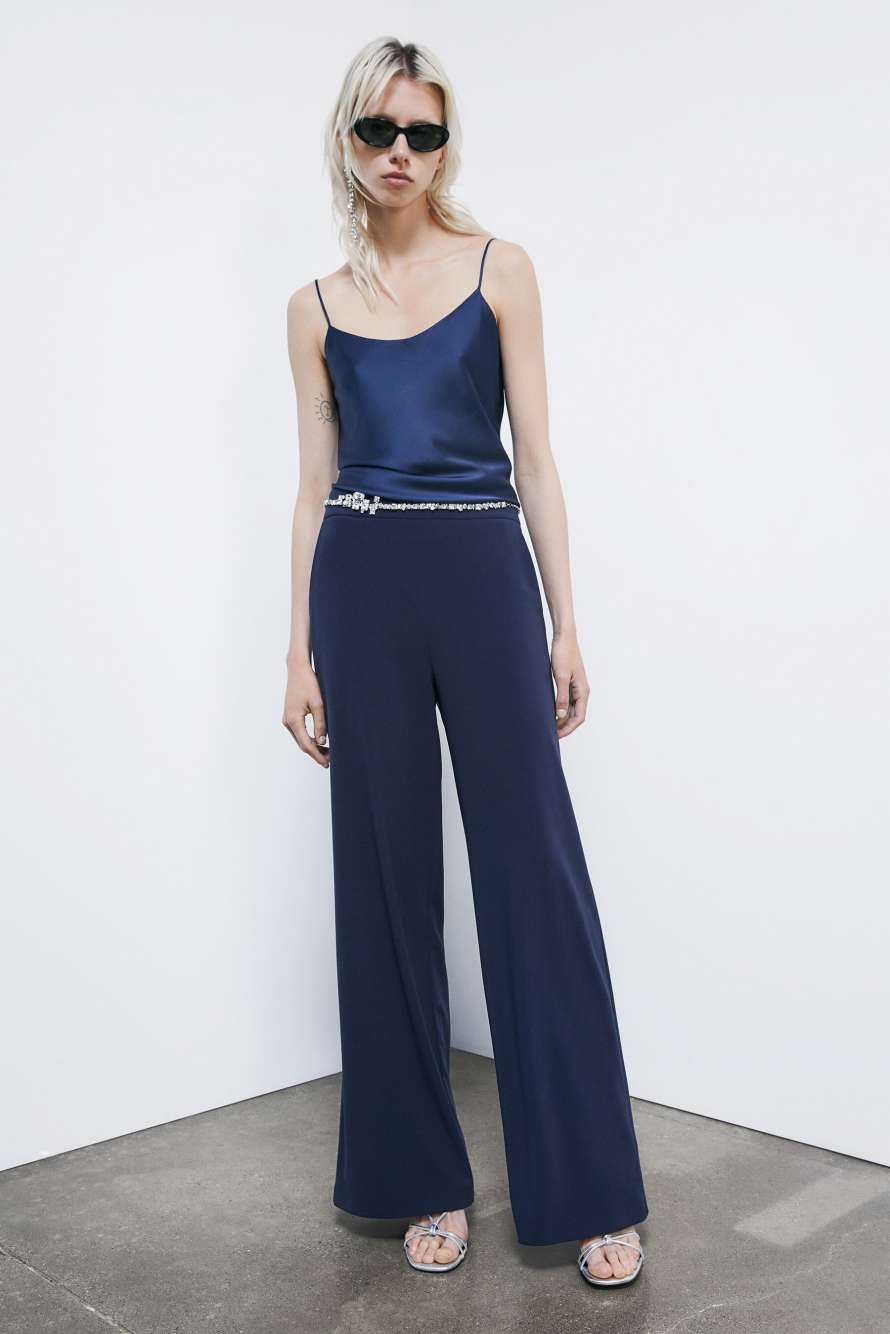 Lingerie top in viscose satin, Blue, Patrizia Pepe