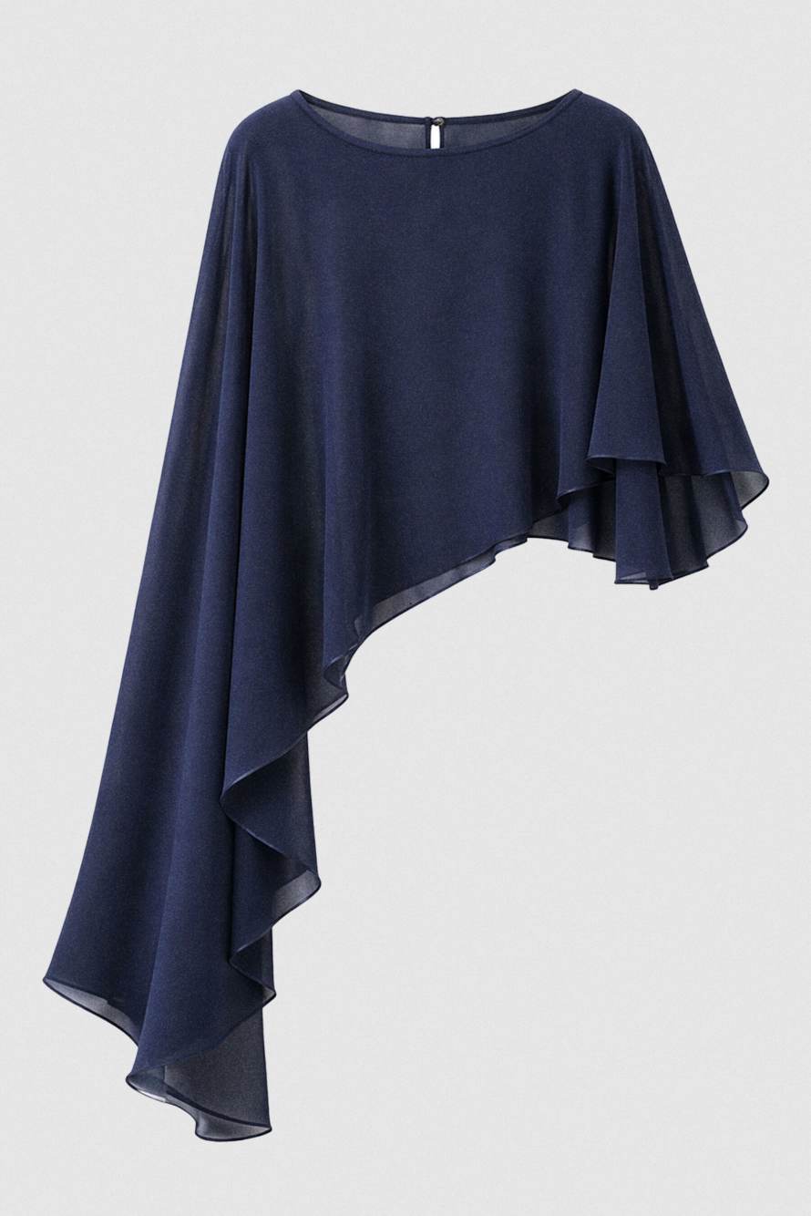 Asymmetric draped shoulder cover, Blue, Patrizia Pepe