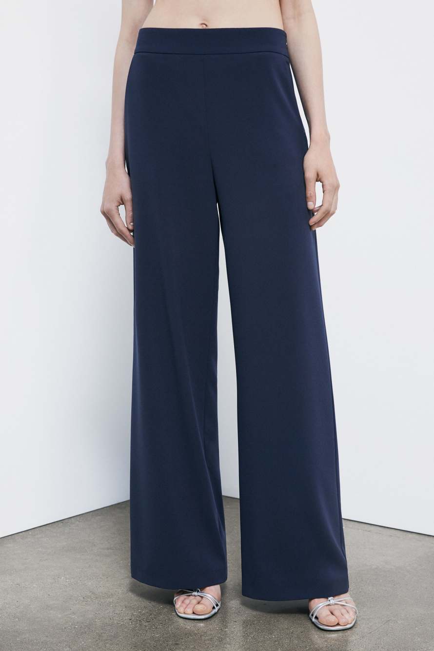 Stretch cr&ecirc;pe palazzo pants, Blue, Patrizia Pepe