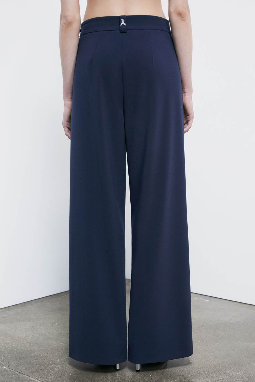 Stretch cr&ecirc;pe palazzo pants, Blue, Patrizia Pepe